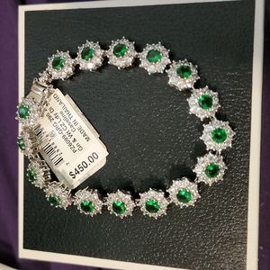 Cubic Zirconia Flower Cluster Statement Bracelet